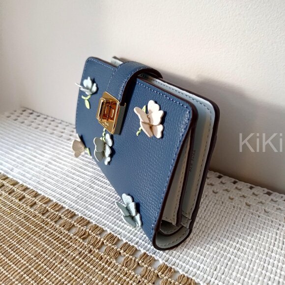 Kate Spade Phoebe Floral Applique Turnlock Medium Wallet KK250 - Picture 7 of 8